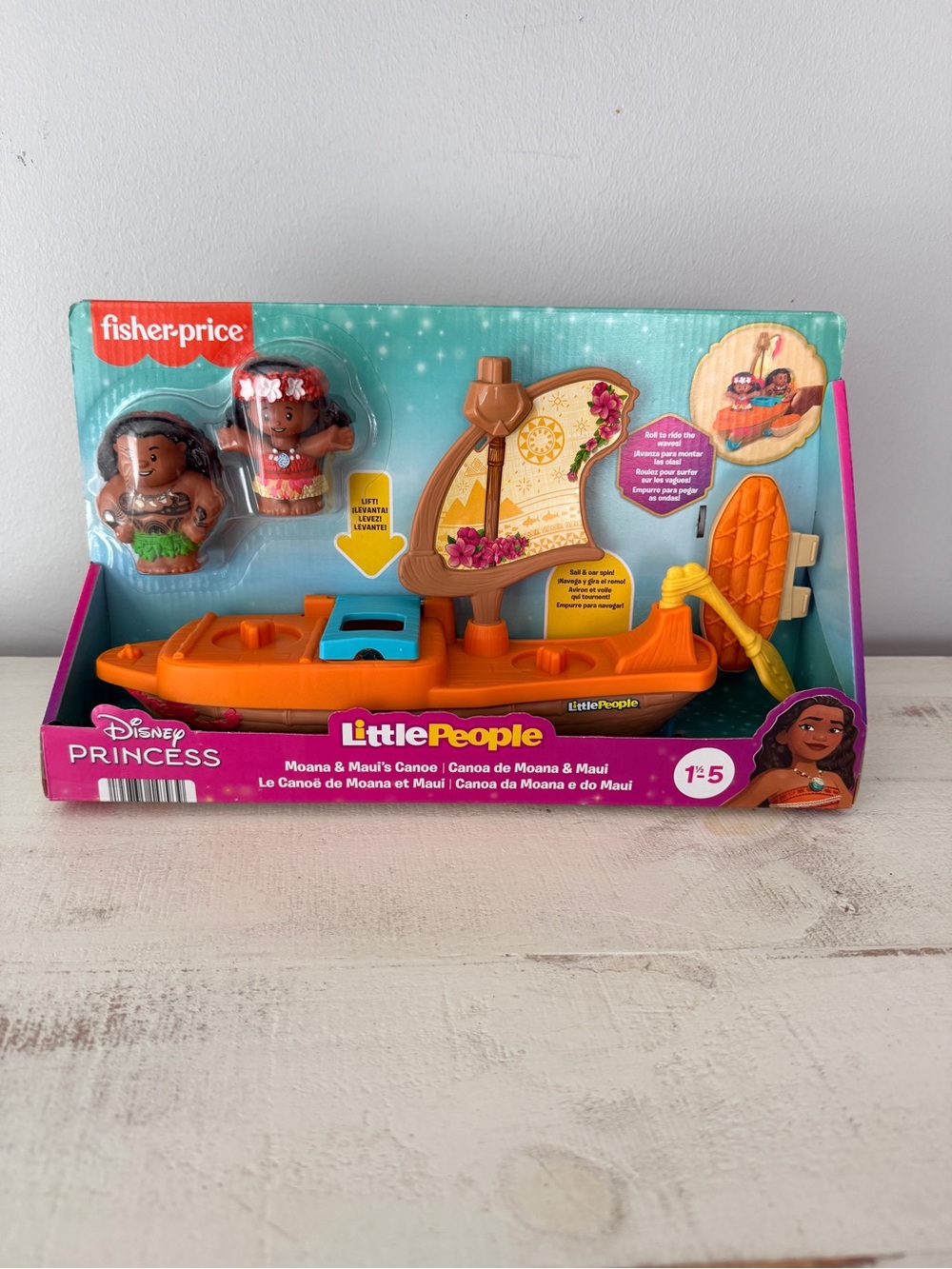 NIB Fisher-Price Little People Moana & Maui Canoe Playset